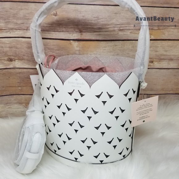 CRossbody Kate Spade Small Bucket heart Optic White Dorit - Picture 6 of 15
